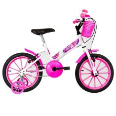 Bicicleta Infantil Ultra Bikes Aro 16 Branca E Rosa Com Rodinhas