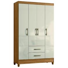 Guarda Roupas Solteiro 4 Portas 2 Gavetas Paraty Freijó / Off White Moval