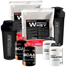 Kit 2x Whey Protein 500g + 2x BCAA 100g + 2x Creatina + 2x Coq - Bodybuilders - way/wey-Unissex