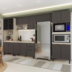 Cozinha Completa Alice 14 Portas 2 Gavetas Marrom/Grafite - Panorama Móveis