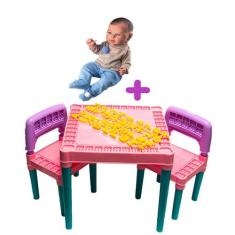 Kit Mesa Educativa Infantil + Boneca Bebê Reborn Menino Azul - Tritec 