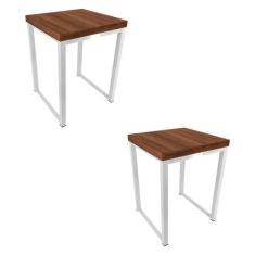 Kit 2 Banco Banqueta Nova York Industrial Cozinha Área Gourmet Branco/