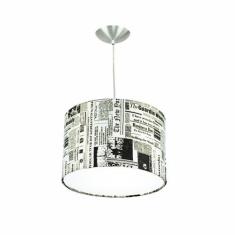 Lustre Cúpula Pendente Dome Estampado Jornal - MARRYLUZ
