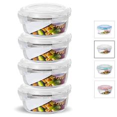 Kit Conjunto 4 Potes Vidro Hermético Tampa Plástico Marmita Mantimentos 620ml Cor:Branco (QH)