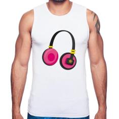 Regata Headphone Rosa - Foca na Moda, Branco, GG