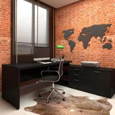 Mesa de Escritório Em L 170cm Tampo 40mm Balcão e 3 Gavetas - F5 Offic