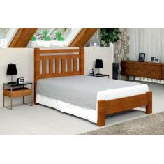 Cama de Casal Bari de Madeira Maciça Angelim Pedra/Tauari - Cor Imbuia
