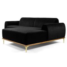 Sofá 320cm 5 Lugares Com Chaise DireitoMolino Veludo Preto