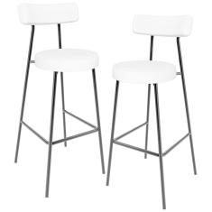 Kit 02 Banquetas Altas Bar Cozinha Sala De Jantar Estrutura Em Aço Milão L02 Facto Branco