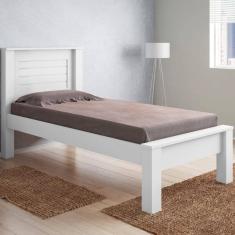 Cama Solteiro Roma Branco Com Colchão