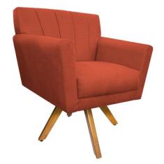 Poltrona Laura Base Giratória de Madeira Suede Terracota - Doce Sonho 
