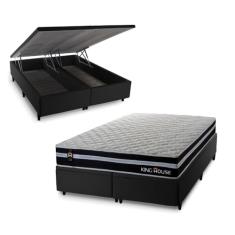 Conjunto Box Baú Durham Preto 193x203x67 c/Molas Ensacadas