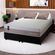 Conjunto Cama Box c/ Molas Ensacadas Sheffield Bege King 193x203x65 - 