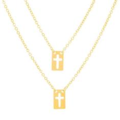 Escapulário Unissex Rommanel Banhado A Ouro Pingentes Cruz Vazada 5319