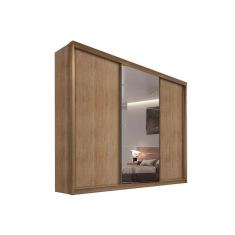 Guarda Roupa Casal Diamond-Toulon Plus 3 Portas de Correr 8 Gavetas MDF Freijó Cumaru Móveis Novo Horizonte