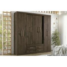 Guarda Roupa Casal Nápoles Ébano 8 Portas de Abrir 4 Gavetas MDF-MDP Ébano Santos Andirá