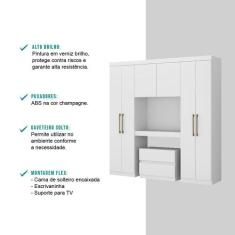 Guarda Roupa Casal 6 Portas 2 Gavetas Branco C/ Painel De Tv - MÓVEIS 