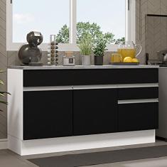 Balcão Gabinete de Pia Madesa Glamy 150 cm 2 Gavetas 2 Portas (com Tampo) - Branco/preto