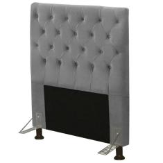 Cabeceira Solteiro 90Cm Cristal Suede Cinza