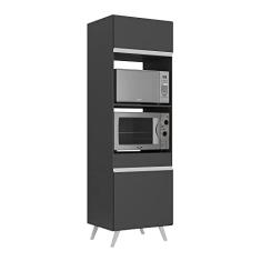 Paneleiro 2 Portas 63cm para Forno e Microondas Veneza Multimóveis V3679 Preto/branco