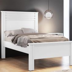 Cama Solteiro Com Painel Ripado Rivera Novo Horizonte Branco