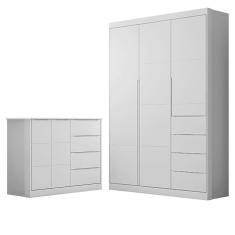 Cômoda e Guarda Roupa Infantil Eloá Branco Acetinado – Phoenix Baby