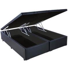 Base Box Bipartida Baú Queen em Suede Universal 41x198x158 Cor Preto