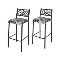 Conjunto 2 Banquetas Assento Fixo para Cozinha Preto