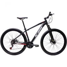 Bicicleta Aro 29 Ksw Xlt Alumínio 27v Freio Disco Mecânico Garfo Suspensão - Preto/vermelho/branco Tam.19