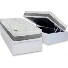 Cama Box Baú Blindado Solteiro + Colchão Espuma D33 Aspen One Side Luc