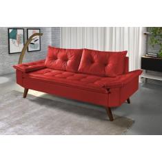 Sofá Bariloche 3 Lugares Em Material Sintético Essencial Estofados, Ve