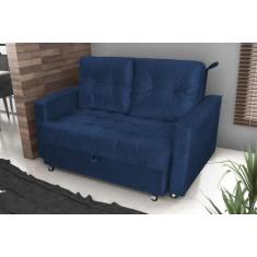 Sofá Cama Drika Veludo Azul E433 - Matrix - LM DECOR