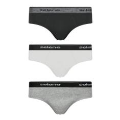 Kit com 3 cuecas selene slip 11900-001, Cinza, EG