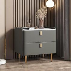 Mesa de cabeceira, armário de cabeceira minimalista, mesas de cabeceira com 2 gavetas de armazenamento, mesas laterais de madeira contemporânea para quarto/sala de estar/quarto de hóspedes/escritório,