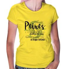 Baby Look Sou de Peixes - Foca na Moda, Amarelo, P