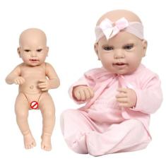 Boneca Reborn Gatinha Baby Careca Com Conjunto Pagão Rosa - Cegonha Re