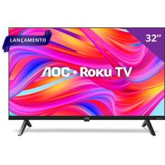 Smart TV 32 HD AOC 32S5045/78G Com Roku TV Comando de Voz Preto Bivolt