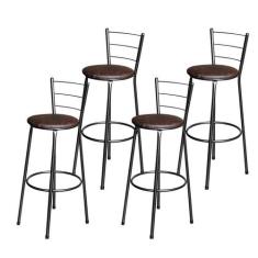 Jogo 4 Banqueta Alta Para Cozinha Epoxi Craqueada Assento Estofado - L