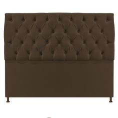 Cabeceira Sofia 140 cm Casal Suede Marrom - ADJ Decor