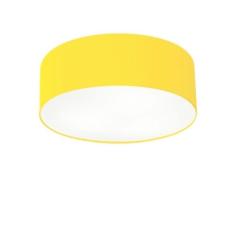 Plafon Cilíndrico Md-3005 Cúpula Em Tecido 40x12cm Amarelo - Bivolt