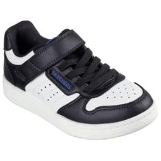 Skechers Tênis Quick Street para meninos, Preto/branco, 1 Little Kid