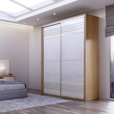 Guarda Roupa Solteiro 2 Portas 2 Gavetas 178,6cm Dalla Costa Freijó/Off White