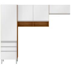 Cozinha Compacta Bartira Jaspe com 4 Portas, 3 Gavetas e 5 Prateleiras - 260,4cm de largura