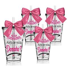 Kit 4 Copos Convite Twister Personalizados para Daminha