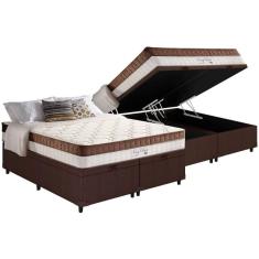 Cama Box Baú King: Colchão Molas Anjos King Best Superlastic + Base CRC Courano Brown(193x203)