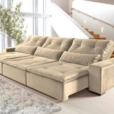 Sofá Retrátil e Reclinável 3 Lugares Búzios Espresso Móveis Bege