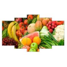 Quadro Decorativo Mosaico 5 Peças Mod1050 Frutas Hortifrúti - Eco Deco