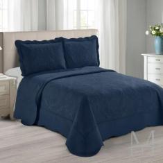 Colcha Casal Ultrasonic Camesa Antique 03 Peças Marinho, Azul Marinho,