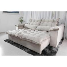 Sofá Retrátil Reclinável 2,30m Antonella em Tecido Veludo C/Molas Ensa