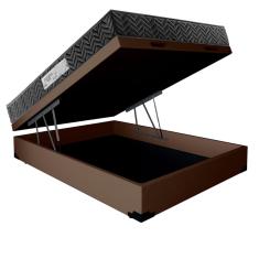 Cama Box Baú Casal Colchão Prime Gold D33 Paropas + Box Sintético 61x138x188 Marrom